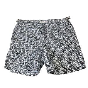 Orlebar Brown Navy and White Bulldog OB Classic Hexagon Swim Shorts